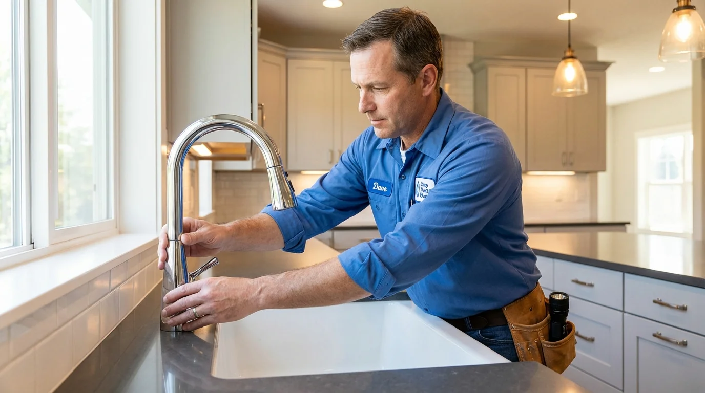 Kitchen faucet installation by Johns Plumbing LLC in Ashaway